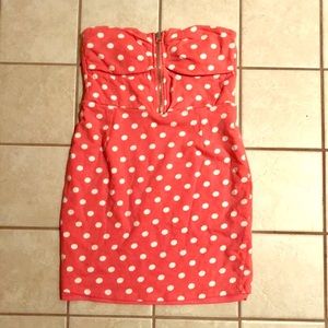 Forever 21 Coral Polka Dot Bodycon Dress
